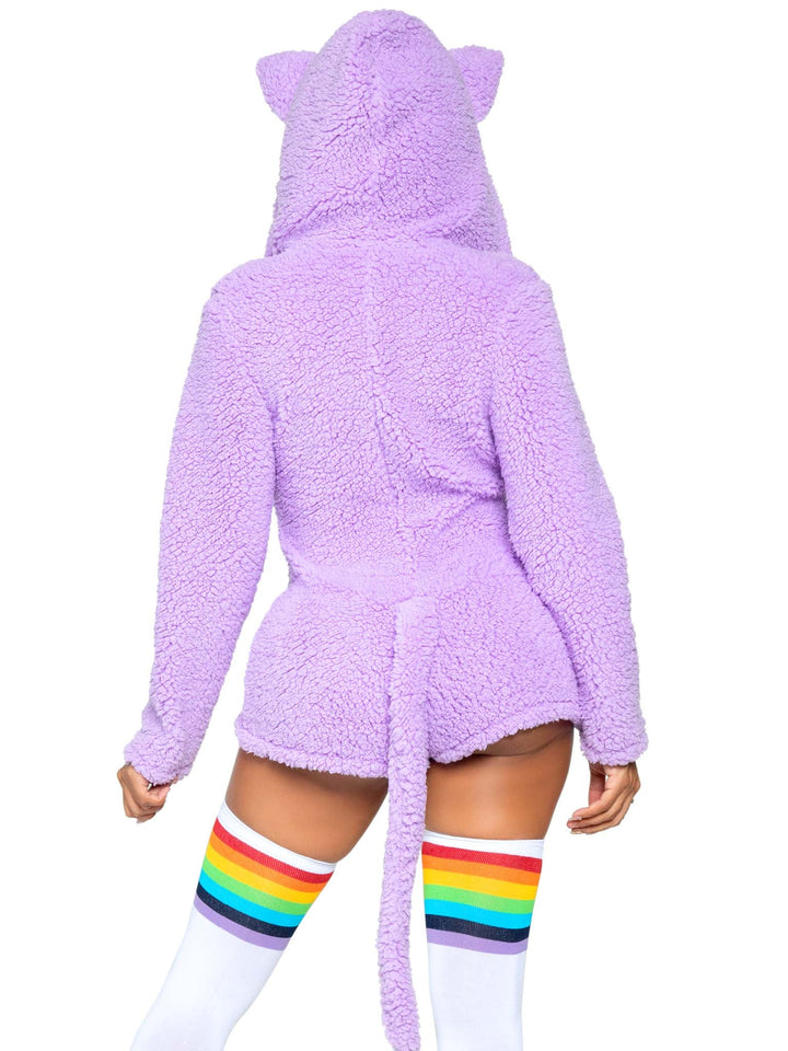 Cuddle Kitty Plush Romper with Attached Tail and Ear Hood