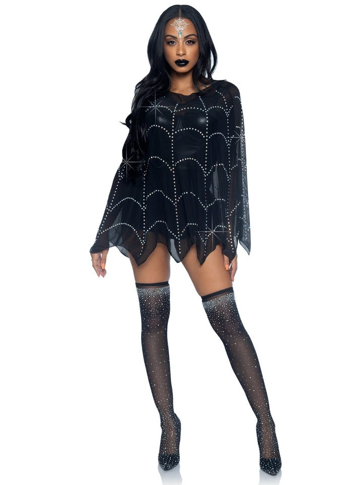 Rhinestone Spider Web Poncho