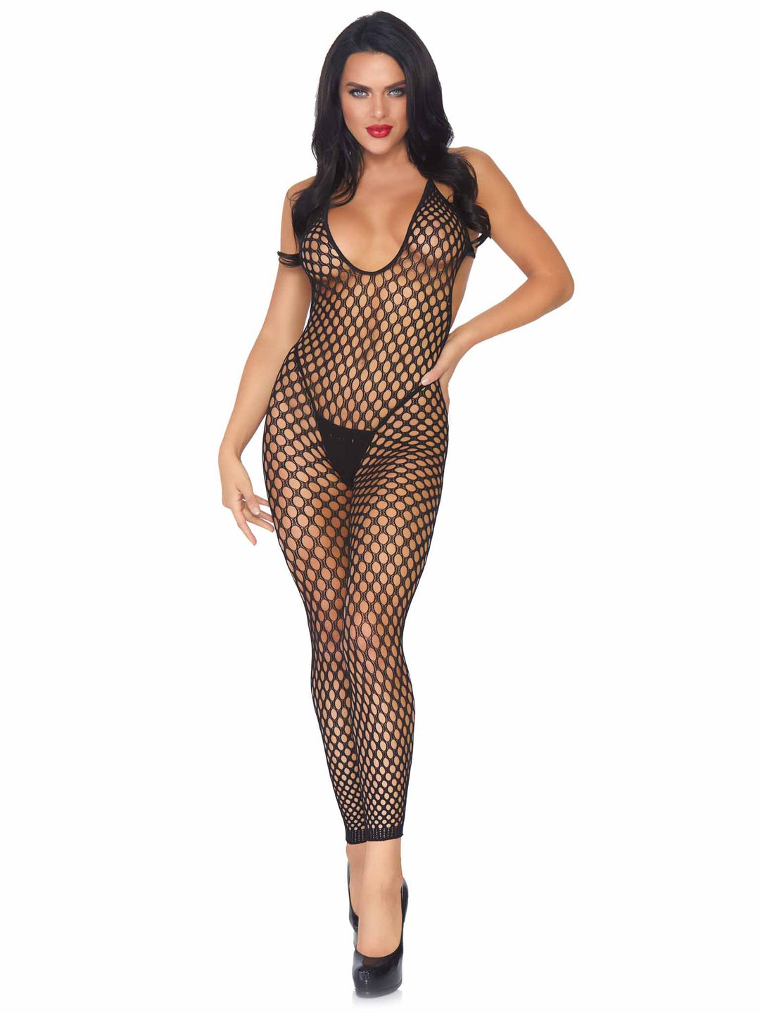 Seamless Crochet Footless Low Back Bodystockings