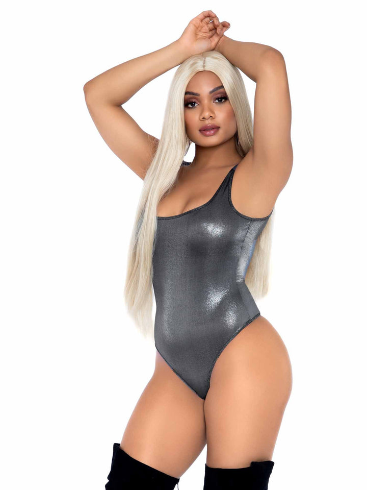 Shimmer Spandex Tank Thong Bodysuit