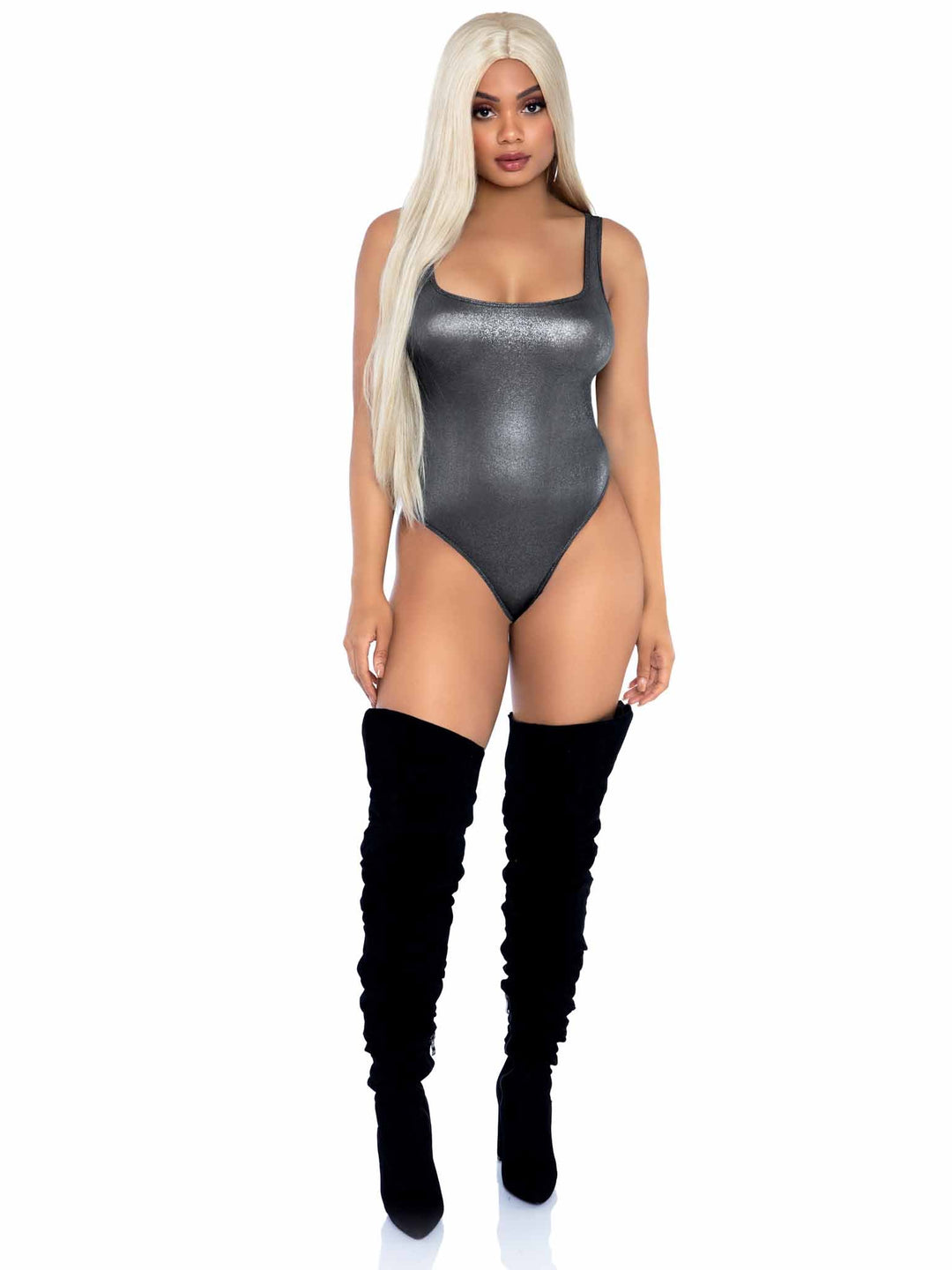 Shimmer Spandex Tank Thong Bodysuit