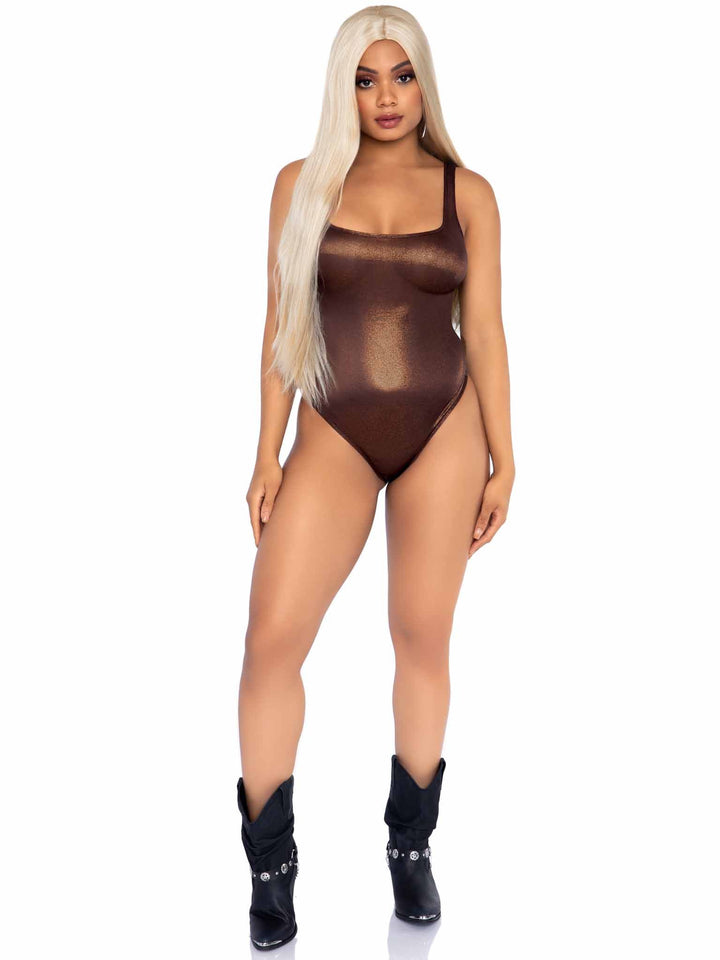 Shimmer Spandex Tank Thong Bodysuit