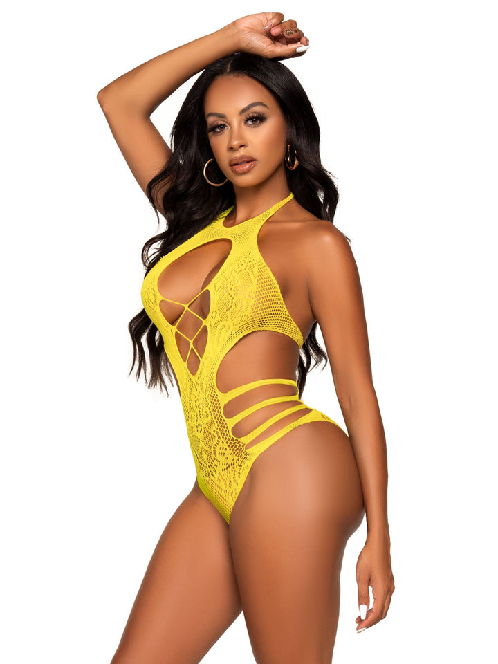 Seamless Lace Cut-Out Strappy Bodysuit