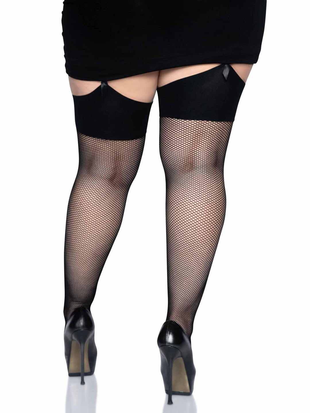 Fishnet Plus Stockings with Wide Band Top