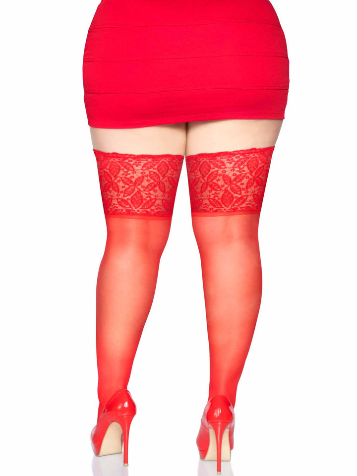 Sheer Plus Size Thigh Highs with 5" Stay Up Lace Lycra