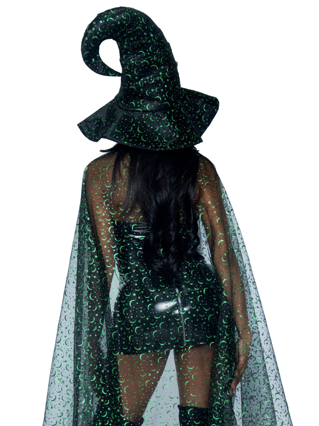 Glitter Moon Cape with Ribbon Tie and Witch Hat