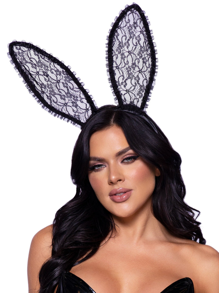 color_black | Bendable Lace Bunny Ears