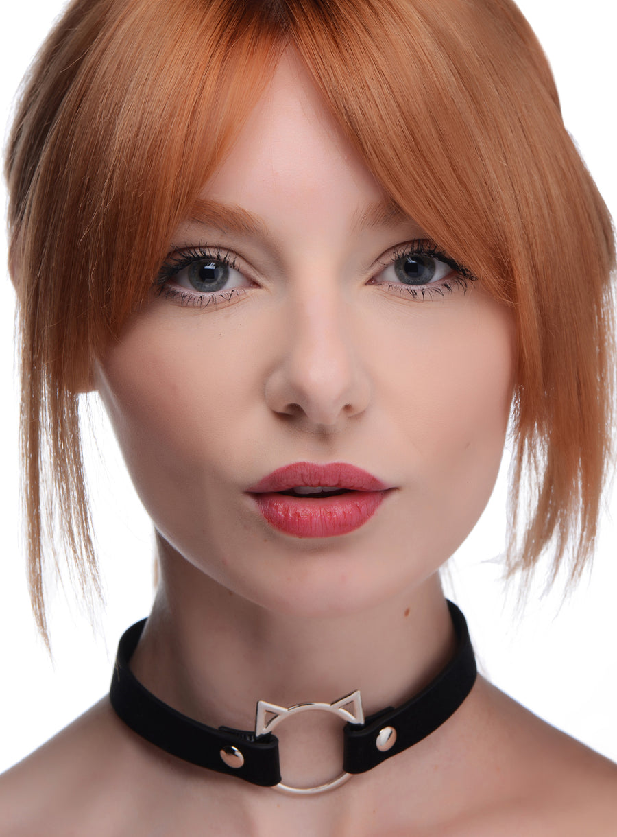 Kinky Kitty Ring Slim Choker - Black - AG726-Black - UPC-848518043597