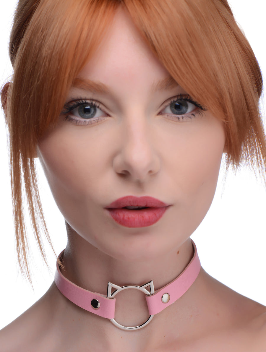 Kinky Kitty Ring Slim Choker - Pink - AG726-Pink - UPC-848518043603