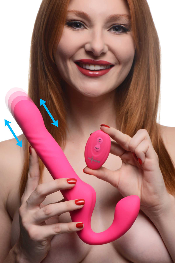 30X Thrusting and Vibrating Strapless Strap-On With Remote Control - AG934 - UPC-848518046826