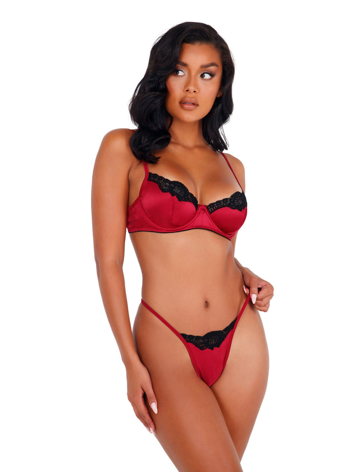 Lace & Satin Underwire Bra and G-String