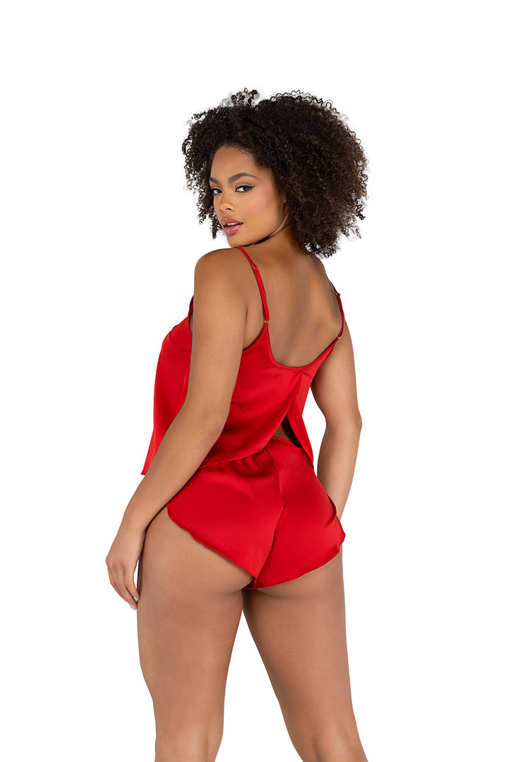 Soft Satin Tulip Cami with Split Sides Booty Shorts