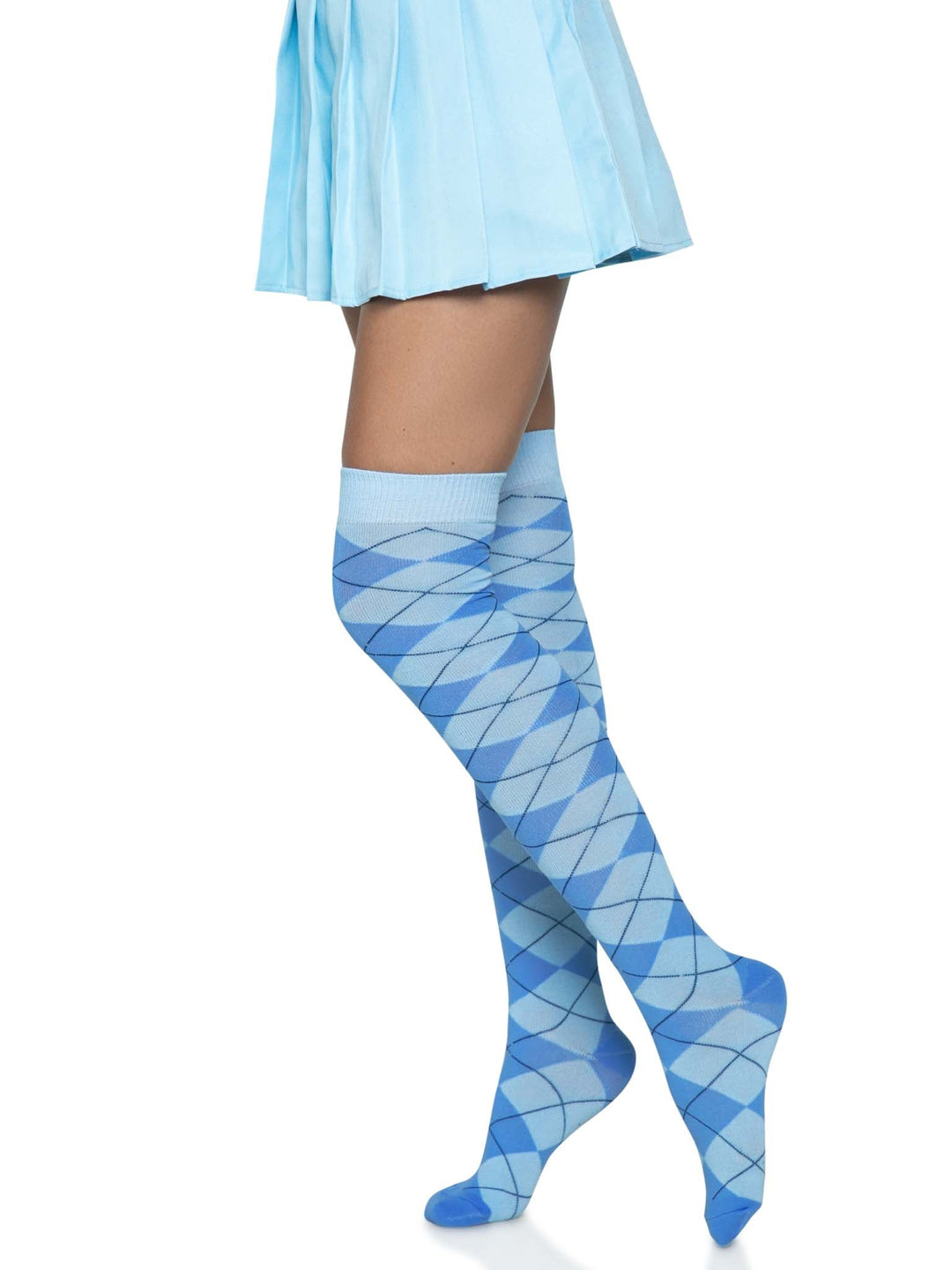 Argyle Knit Over the Knee Socks