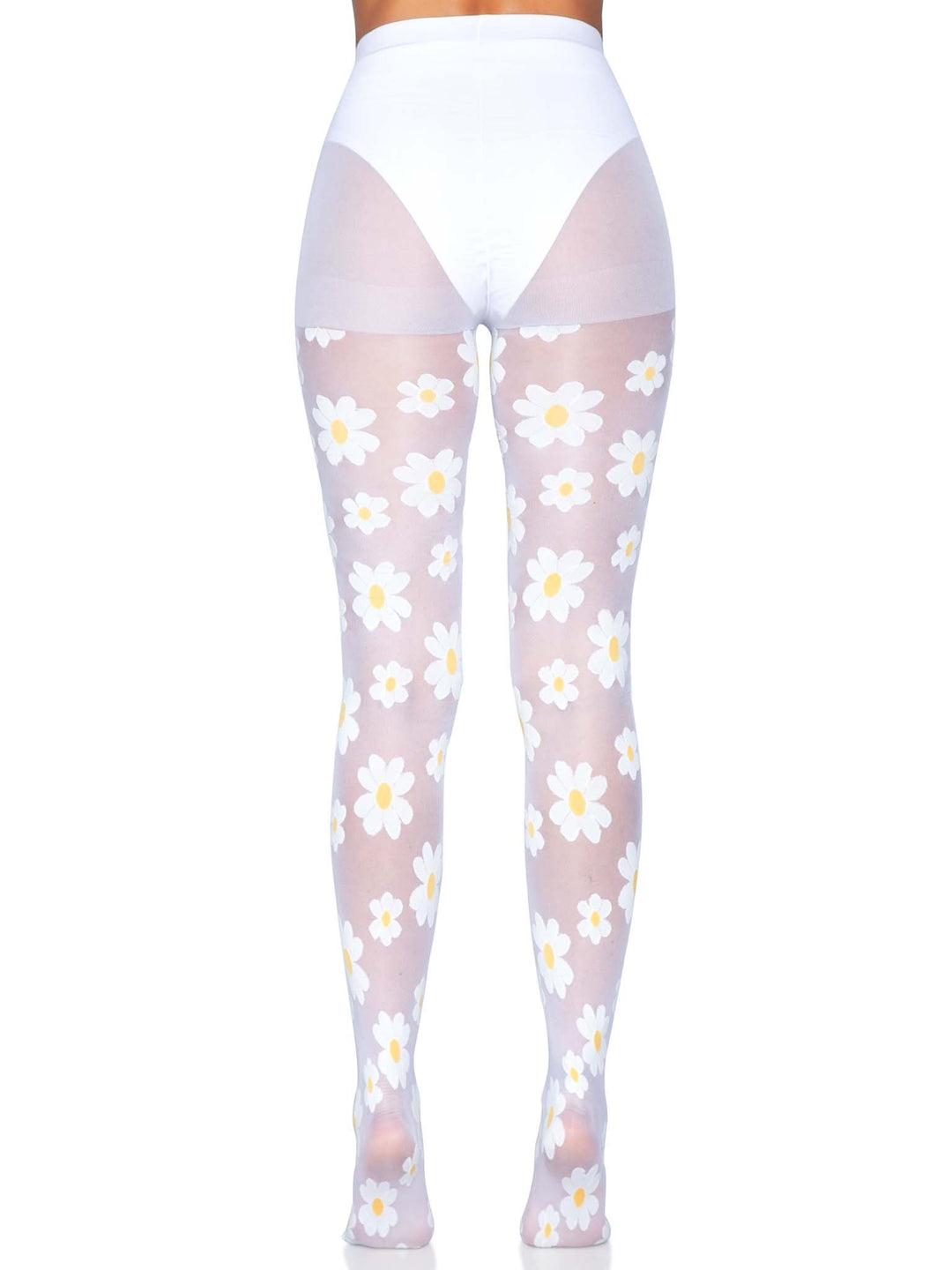 White Sheer Pantyhose with Daisy Details