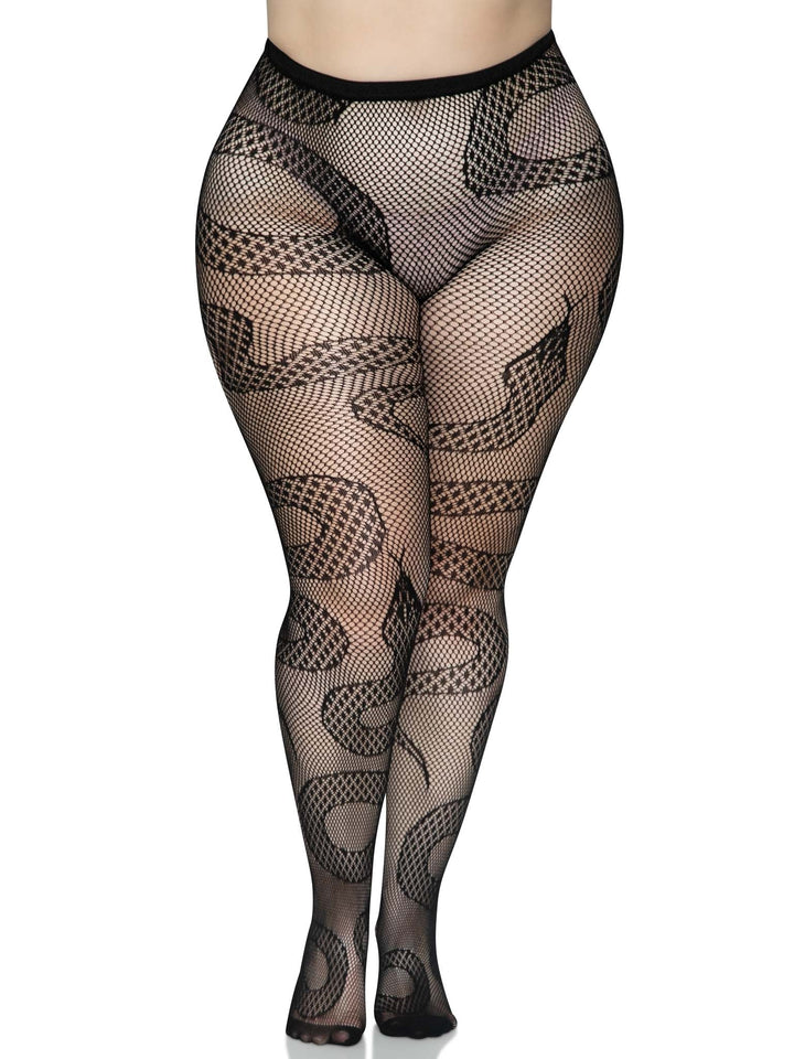 Fishnet Pantyhose with Snake Details