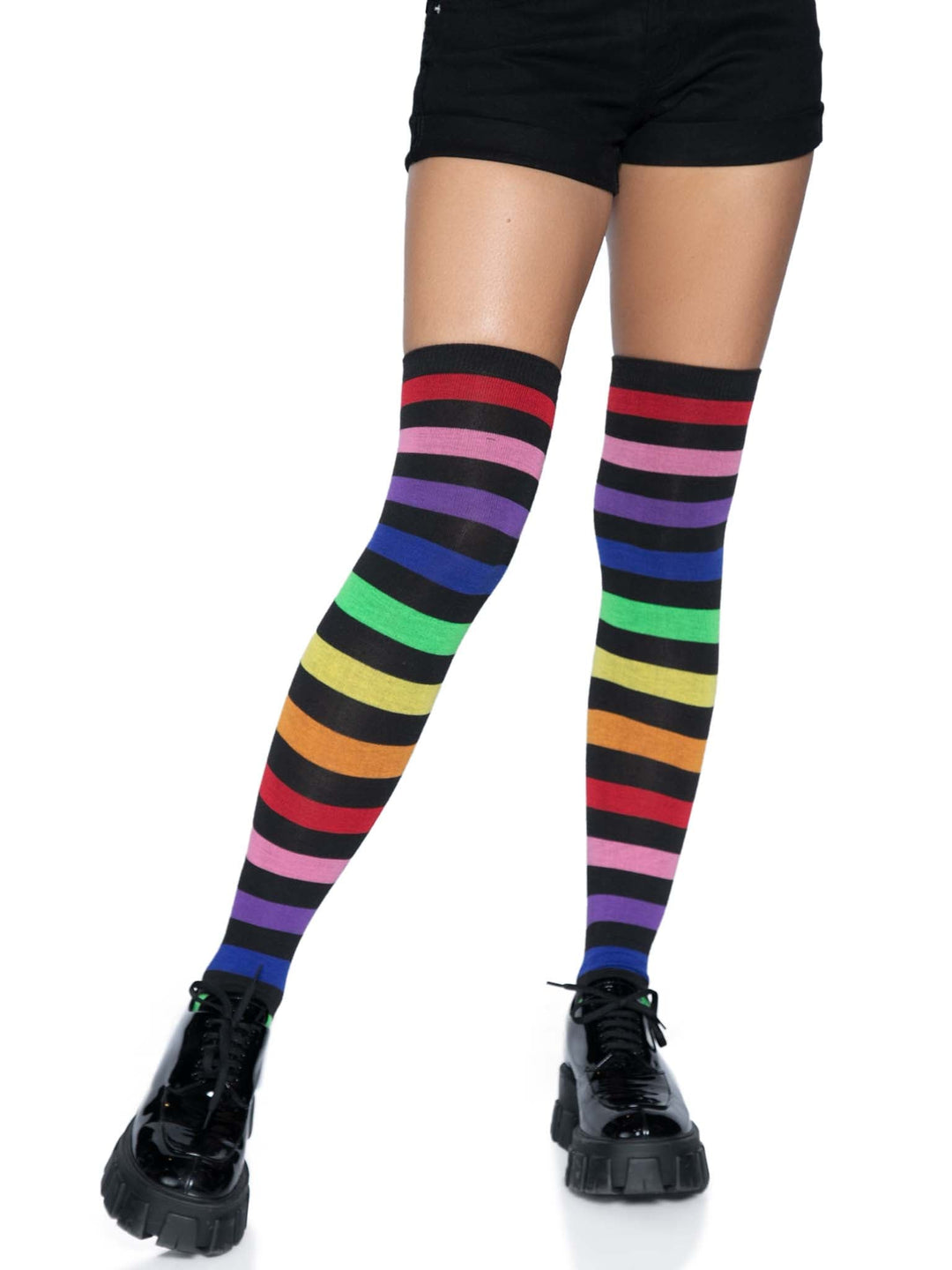Rainbow Acrylic Over the Knee Socks