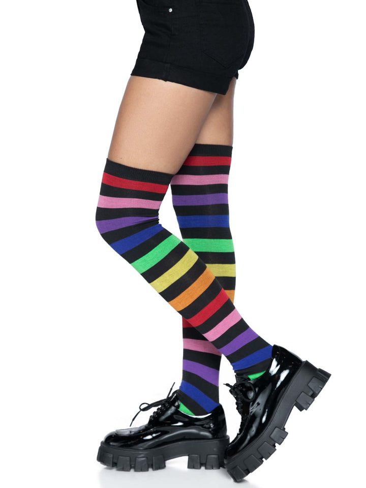 Rainbow Acrylic Over the Knee Socks