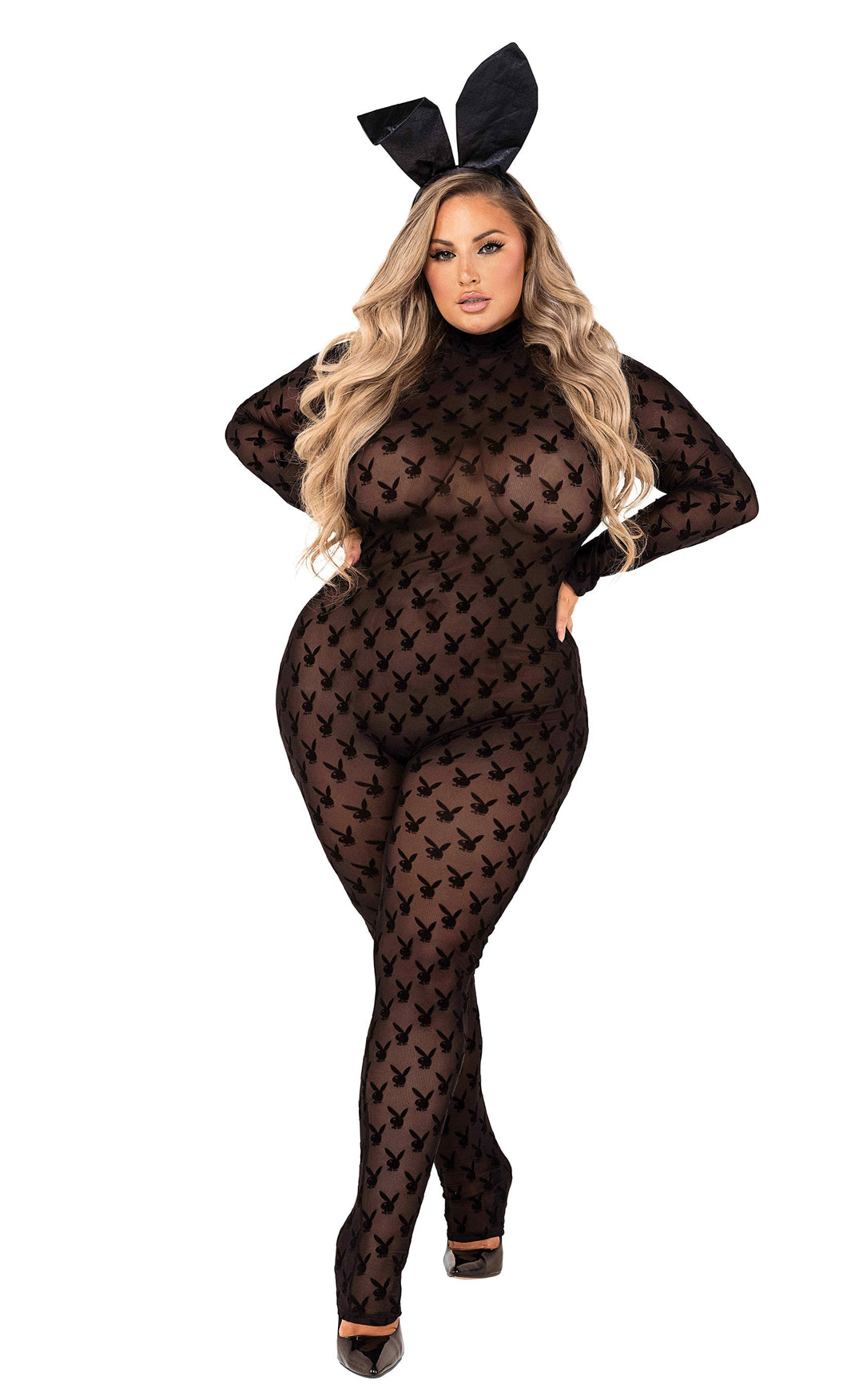 Sheer Playboy Bunny Bodysuit Women's Costume