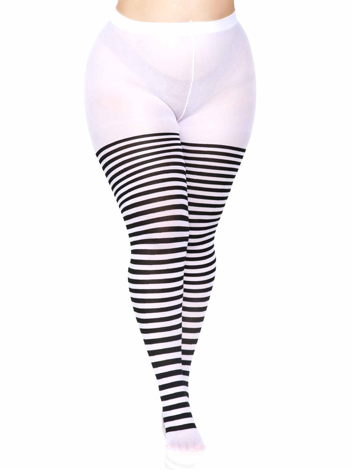 Vertical Striped Plus Tights