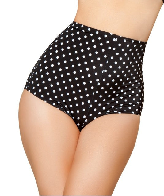 Black and White Polka Dot High-Waisted Shorts