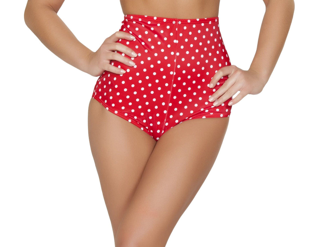 Red and White Polka Dot High-Waisted Shorts