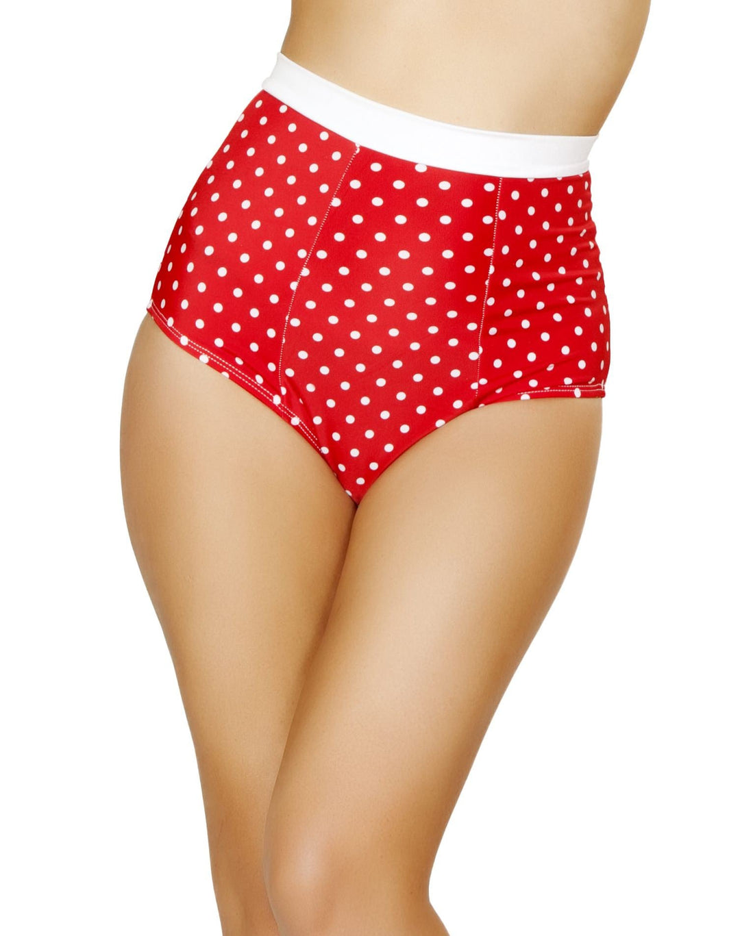 Pinup Style High-Waisted Banded Shorts Red/White