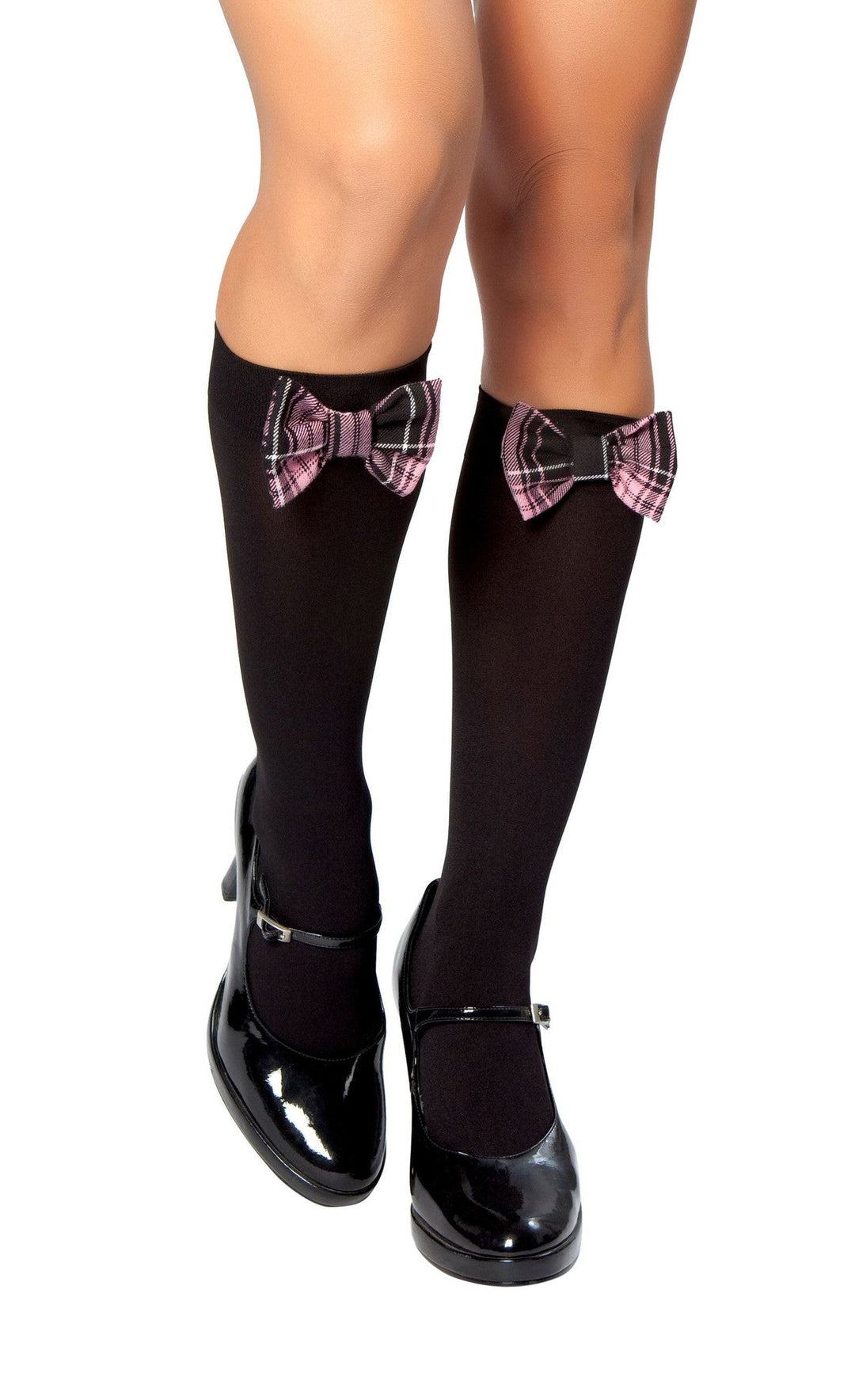 Knee High Stocks with Plaid Bows