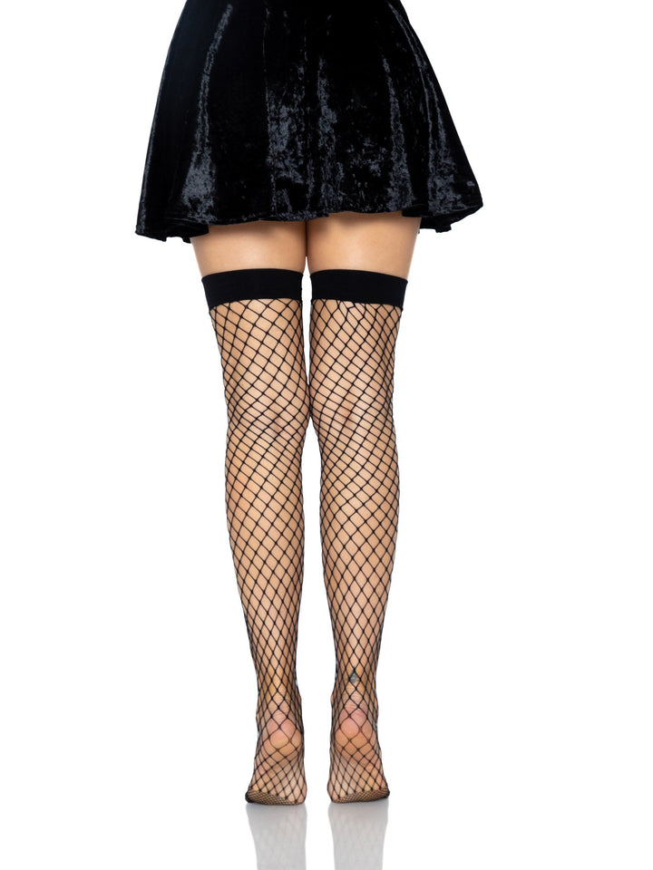 Fishnet Stay Up Thigh Highs with Bow Top