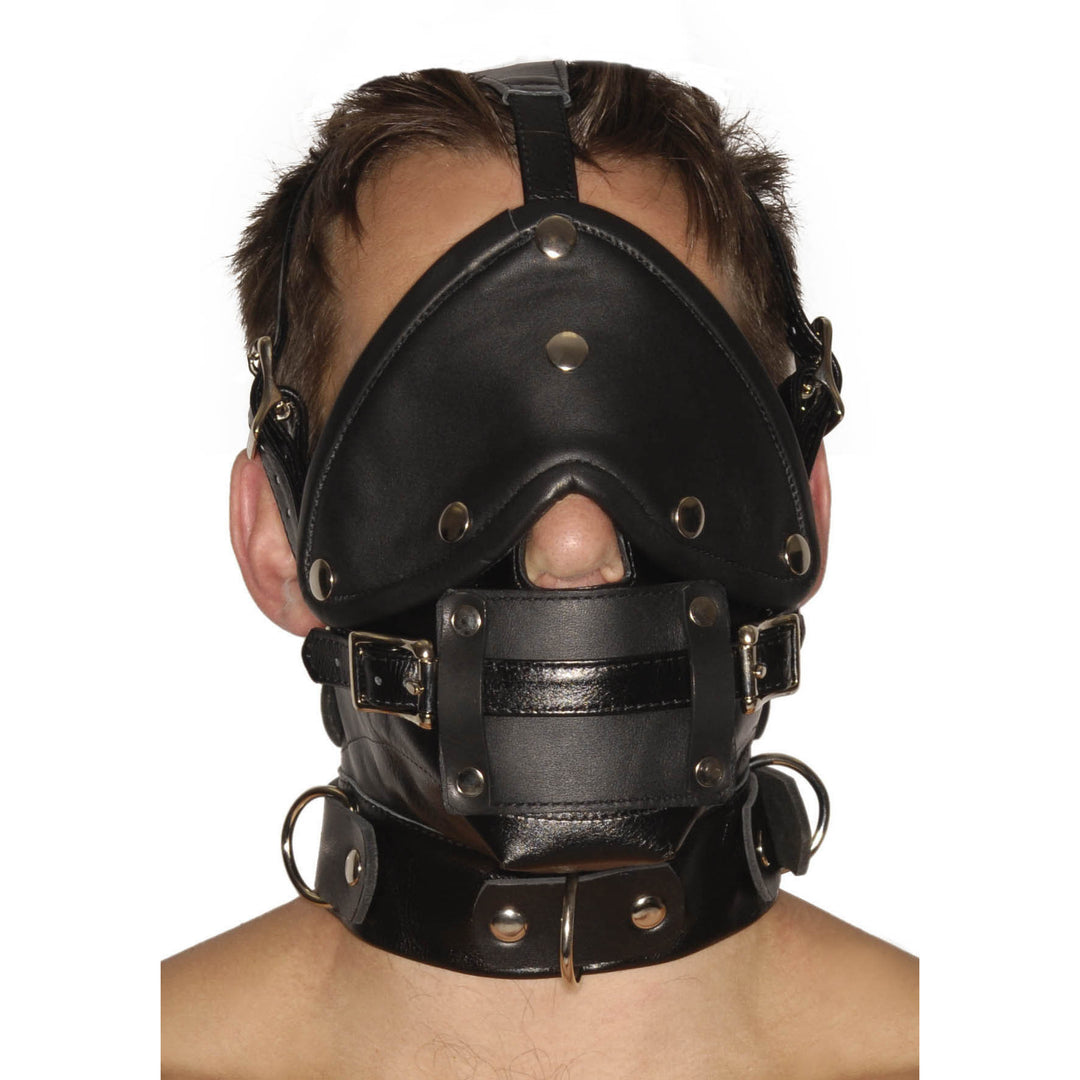 Strict Leather Premium Muzzle with Blindfold and Gags - AB471 - UPC-811847013203