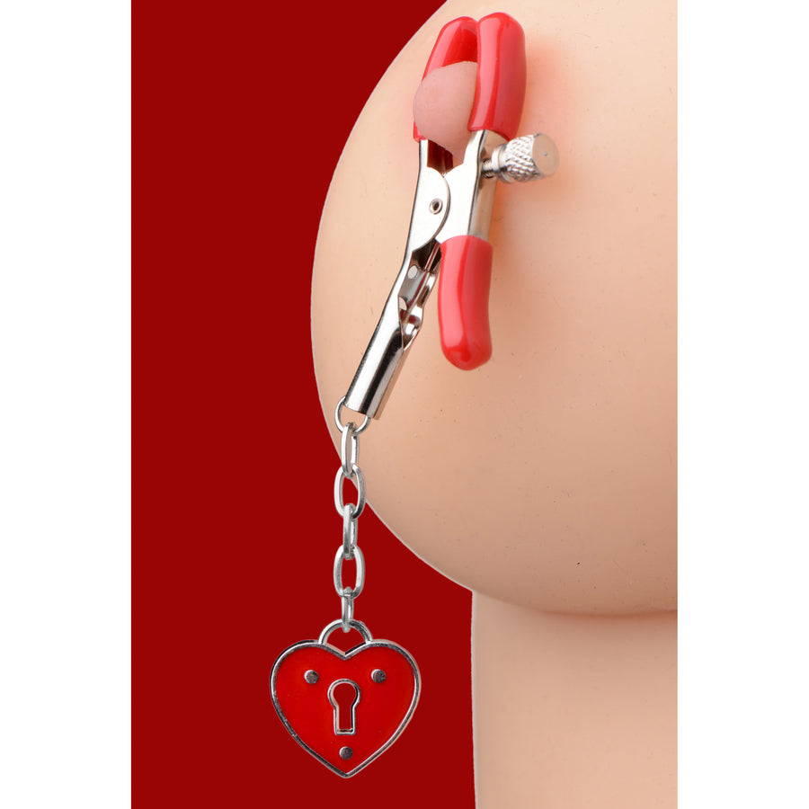 Captive Heart Padlock Nipple Clamps - AE203 - UPC-848518017062