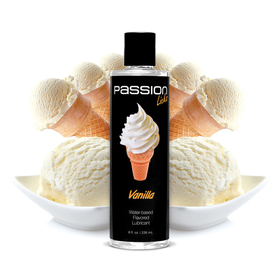 Passion Licks Vanilla Water Based Flavored Lubricant - 8 oz - AE805-Vanilla - UPC-848518026958