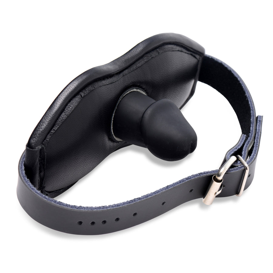 Leather Padded Silicone Penis Mouth Gag - AF130 - UPC-848518024978