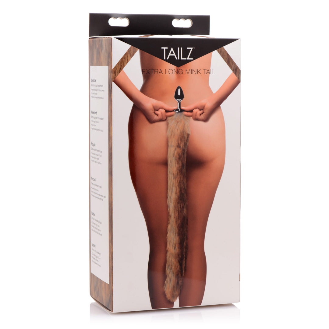 Extra Long Mink Tail Metal Anal Plug- Brown