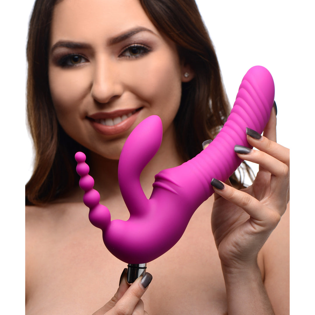 Regal Rider Vibrating Silicone Strapless Strap On Triple G Dildo - AF468 - UPC-848518028204