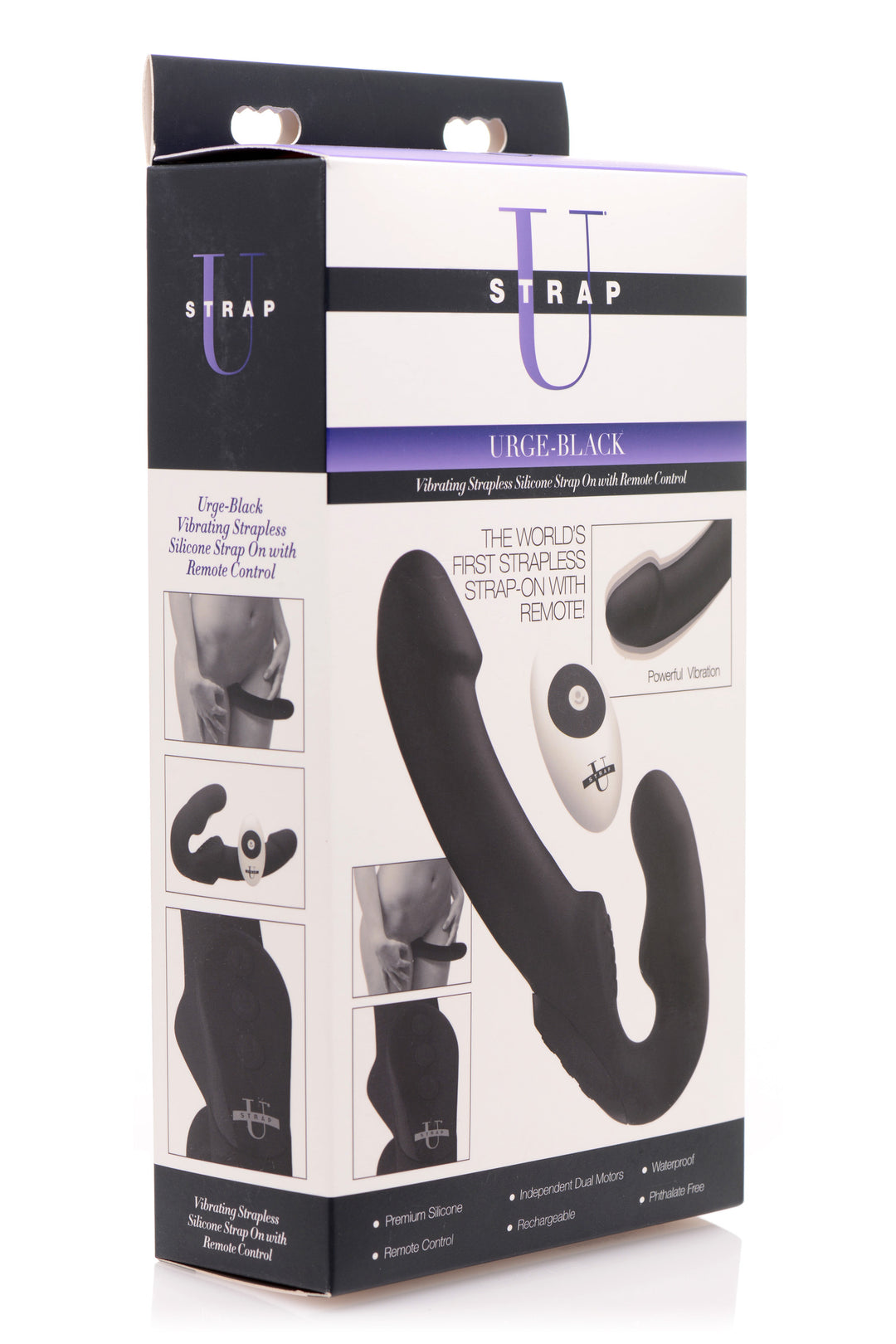 Urge Silicone Strapless Strap On With Remote- Black