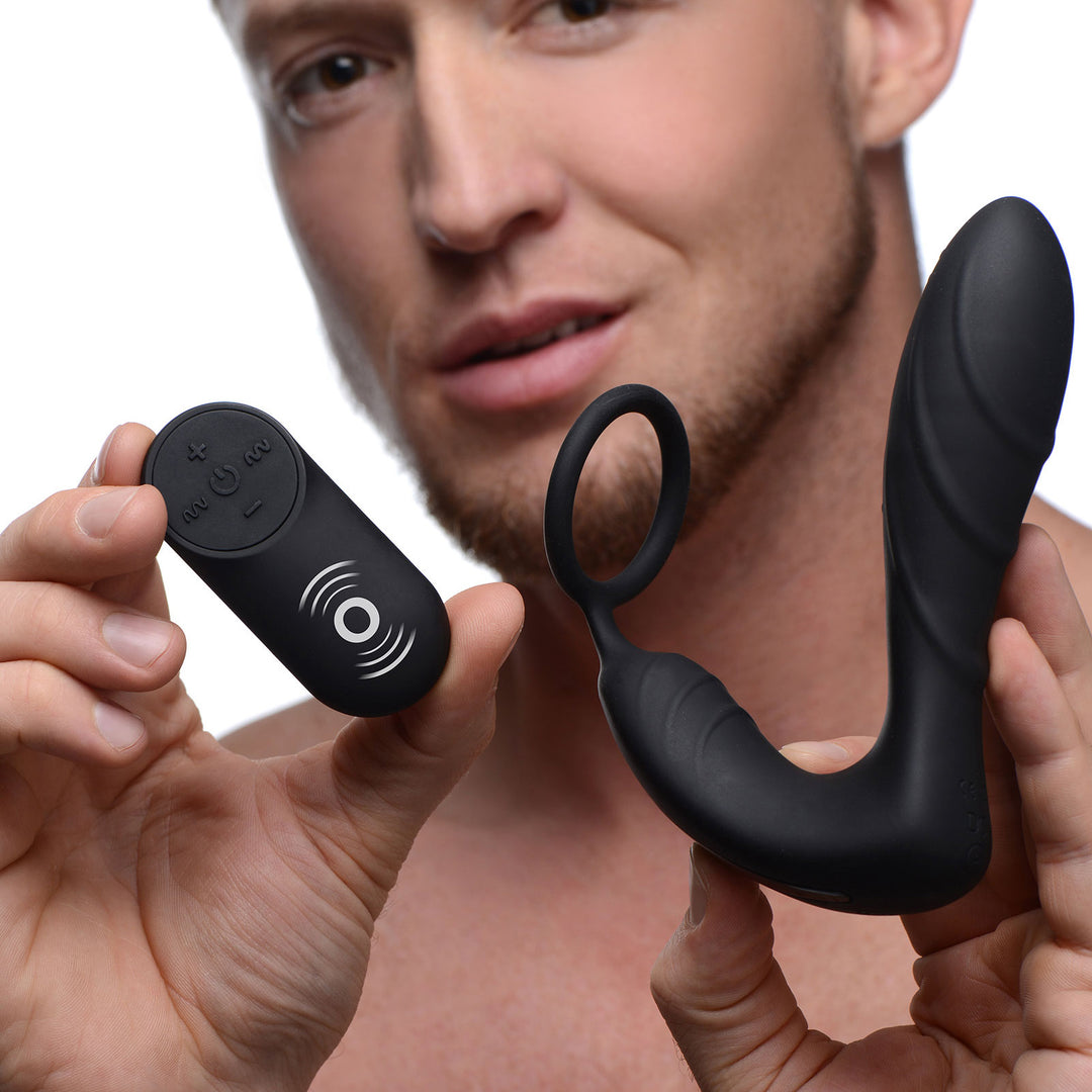 Silicone Prostate Vibrator and Strap with Remote Control - AF871 - UPC-848518031563