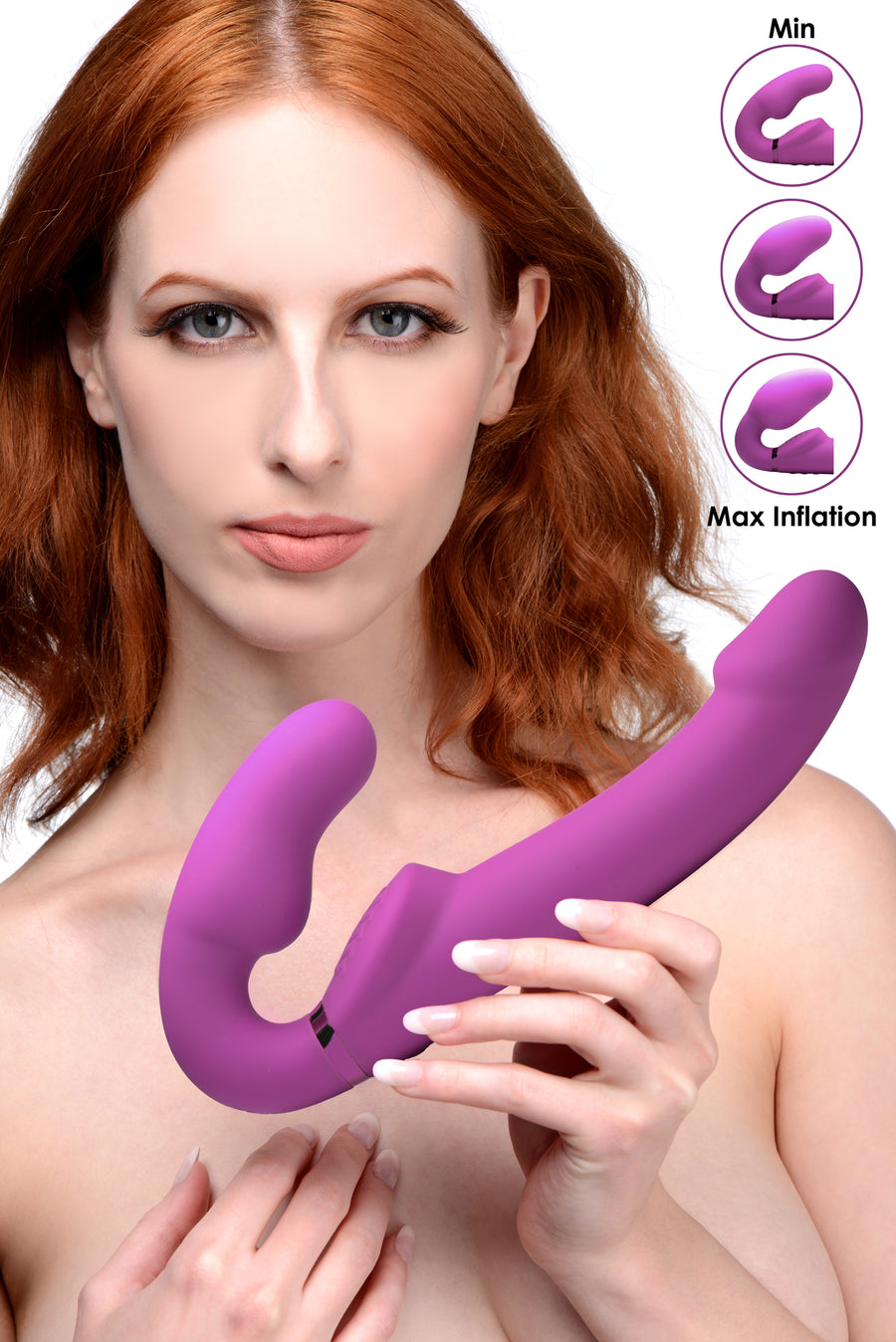 Worlds First Remote Control Inflatable Vibrating Silicone Ergo Fit Strapless Strap-On - AF935 - UPC-848518032300