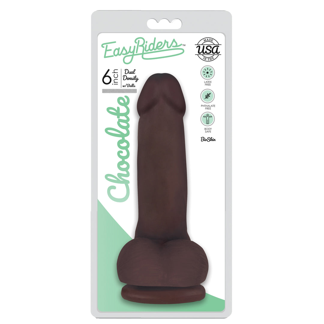 Easy Riders 6 Inch Dual Density Dildo With Balls - Brown