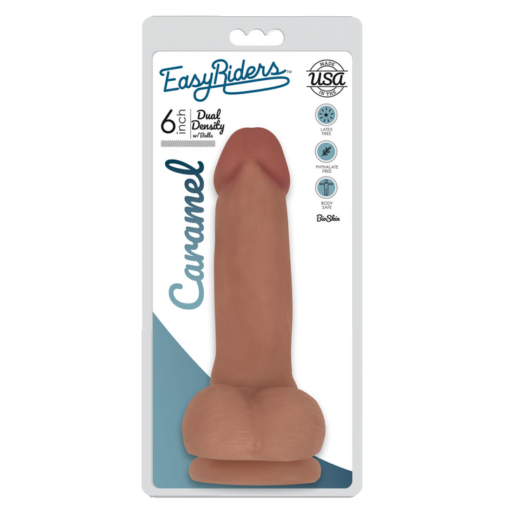 Easy Riders 6 Inch Dual Density Dildo With Balls - Tan