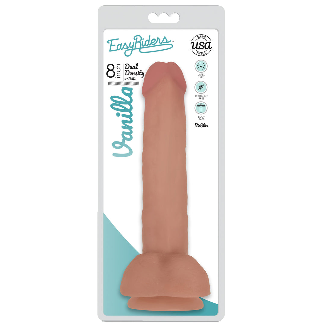 Easy Riders 8 Inch Dual Density Dildo With Balls - Flesh