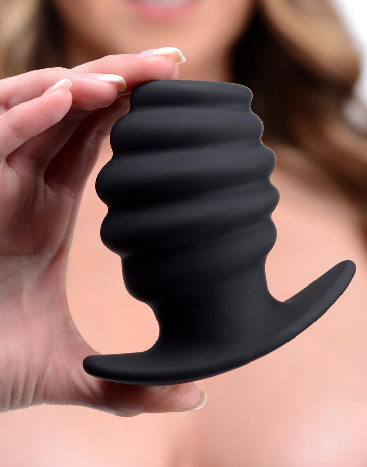 Hive Ass Tunnel Silicone Ribbed Hollow Anal Plug - Large - AF982-Large - UPC-848518032881