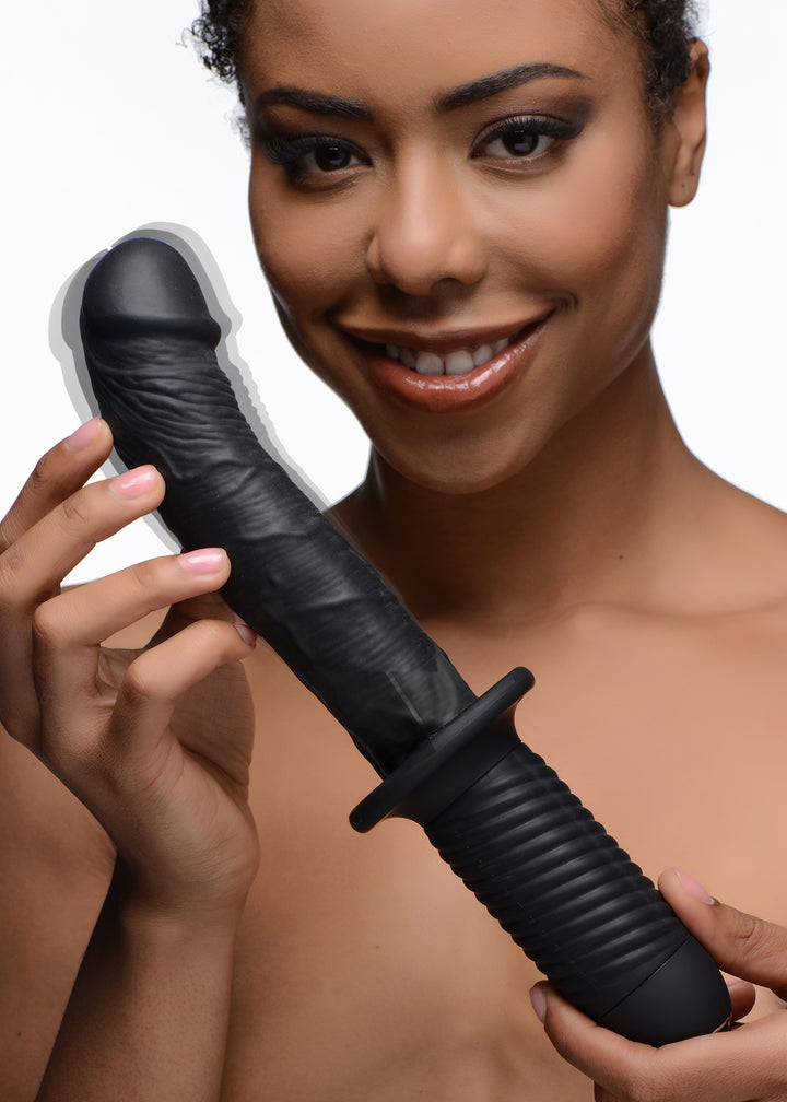 The Large Realistic 10X Silicone Vibrator with Handle - AG300 - UPC-848518035219