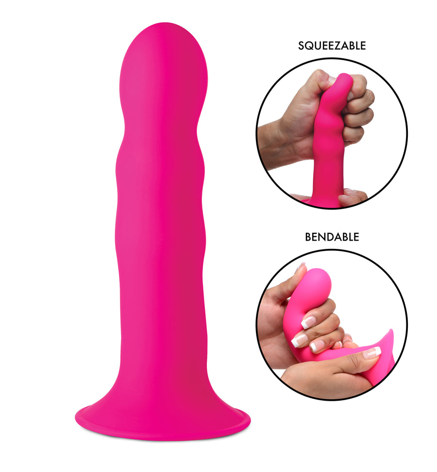 Squeezable Wavy Dildo - Pink - AG328-Pink - UPC-848518035431