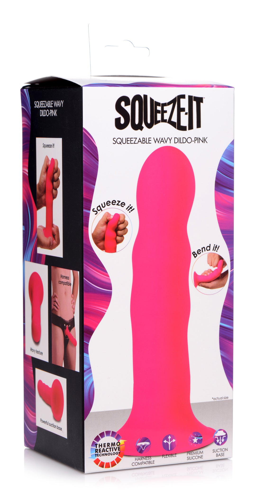 Squeezable Wavy Dildo - Pink