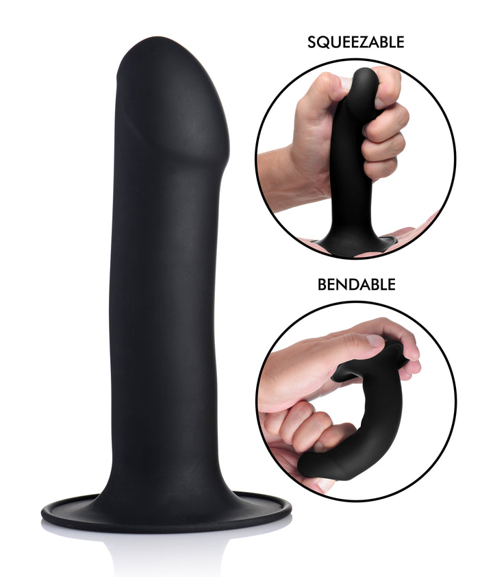 Squeezable Phallic Dildo - Black - AG330-Black - UPC-848518035448