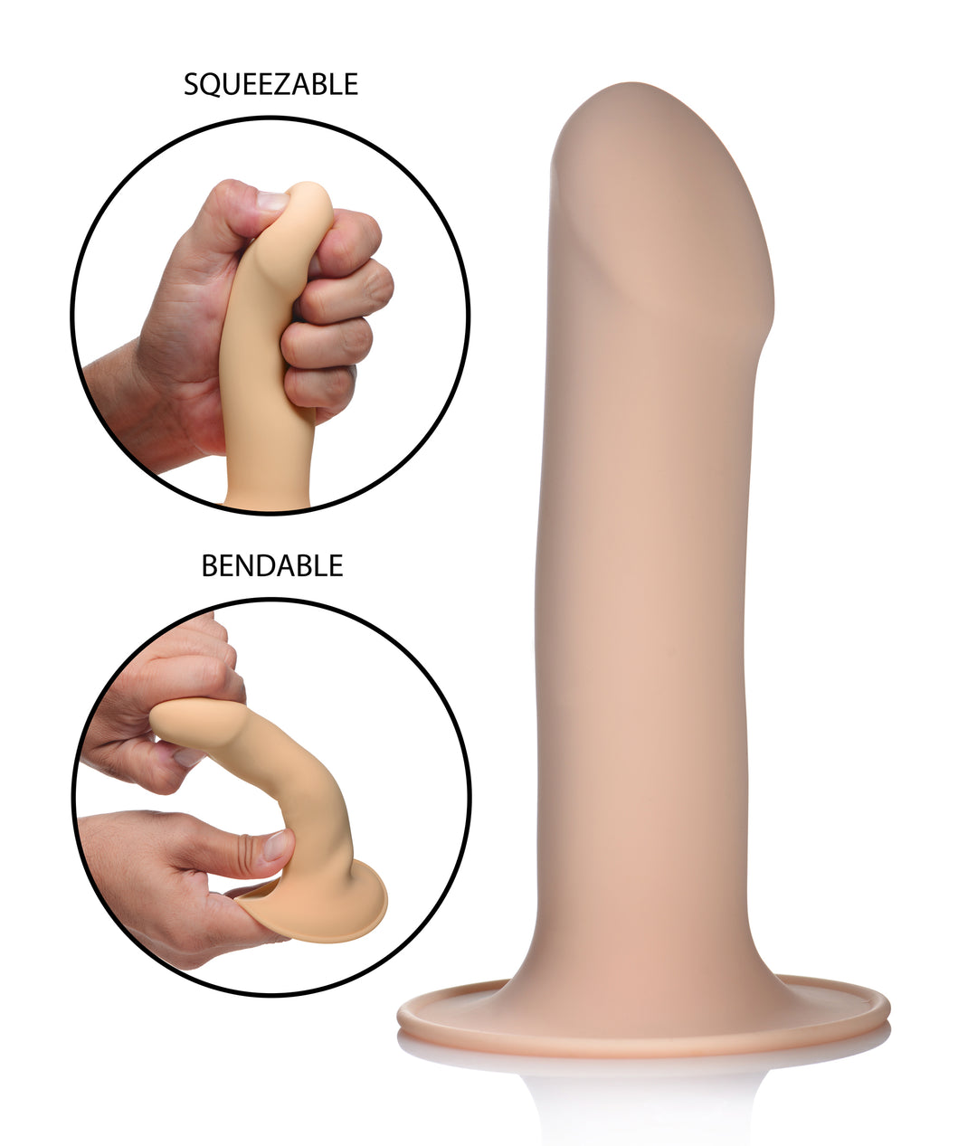 Squeezable Phallic Dildo - Beige - AG330-Flesh - UPC-848518035455