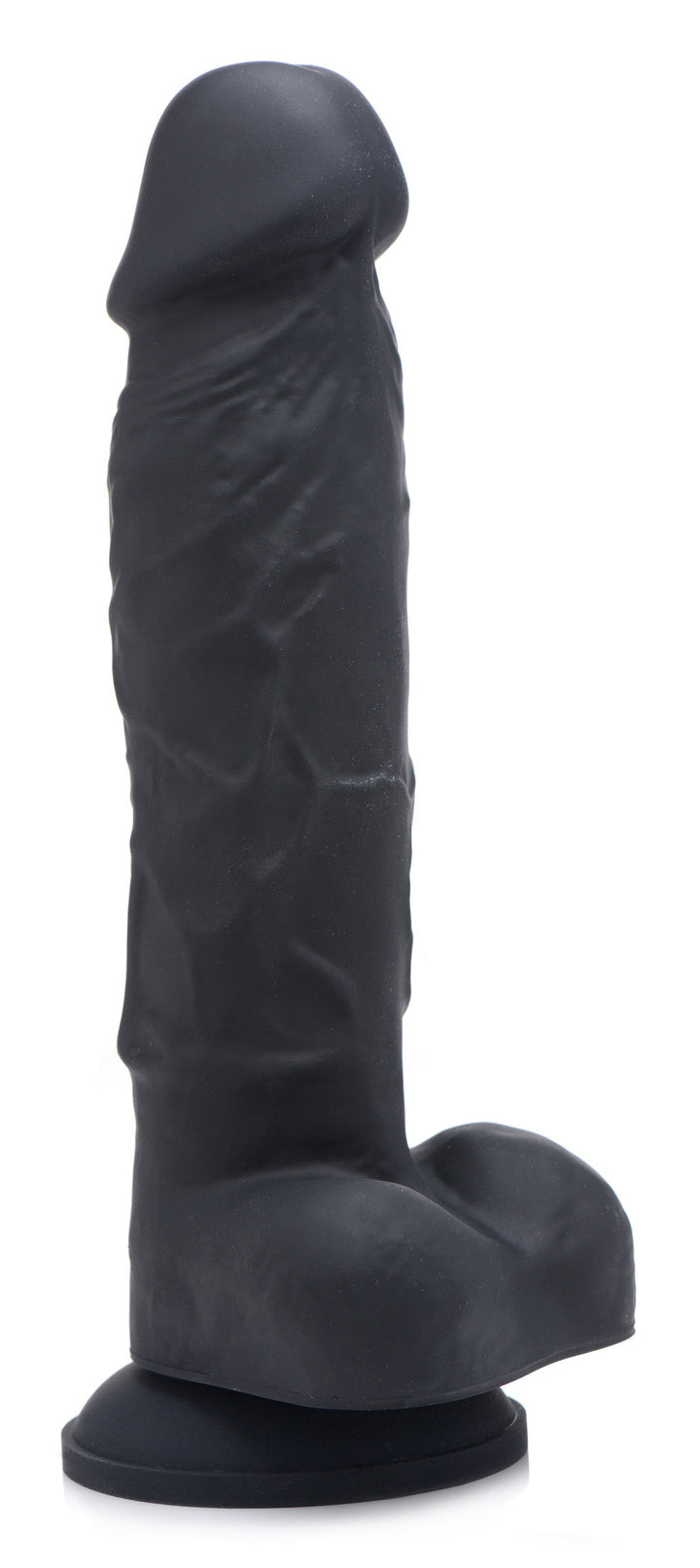 Power Pecker 7 Inch Silicone Dildo with Balls - Black - AG371-Black - UPC-848518036537