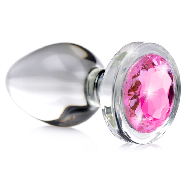 Pink Gem Glass Anal Plug - Small - AG430-Small - UPC-848518037343