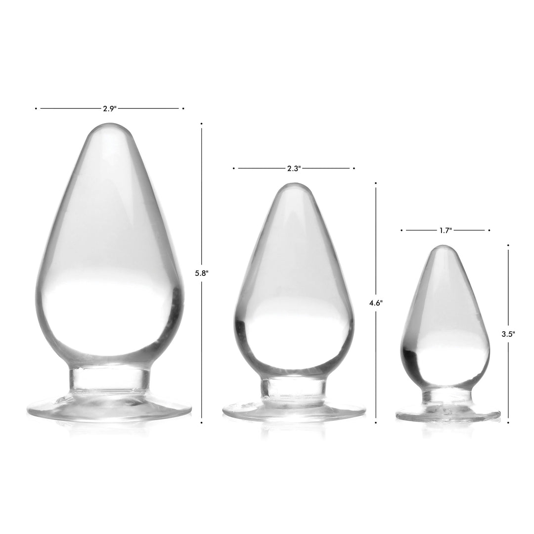 Triple Cones 3 Piece Anal Plug Set - Clear - AG457-Clear - UPC-848518037602