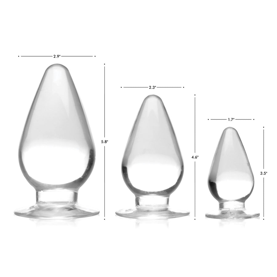 Triple Cones 3 Piece Anal Plug Set - Clear - AG457-Clear - UPC-848518037602